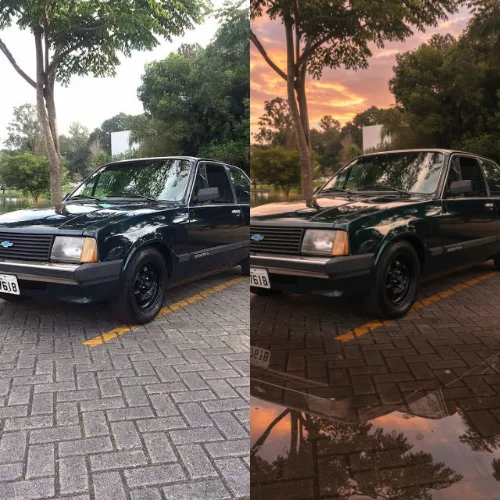 Carro no entardecer chuvoso